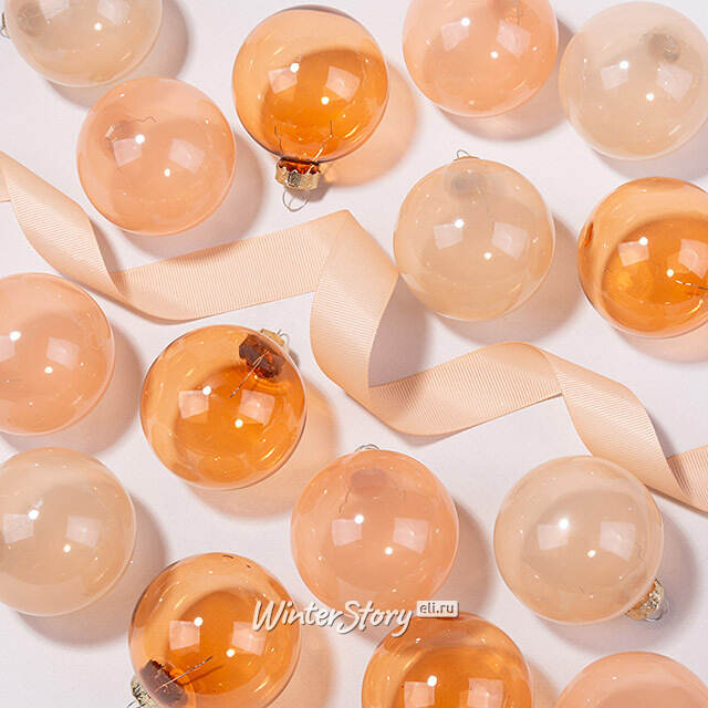 Елочные шары Bubble: Peach Pearl 6 см, 15 шт, стекло Winter Deco