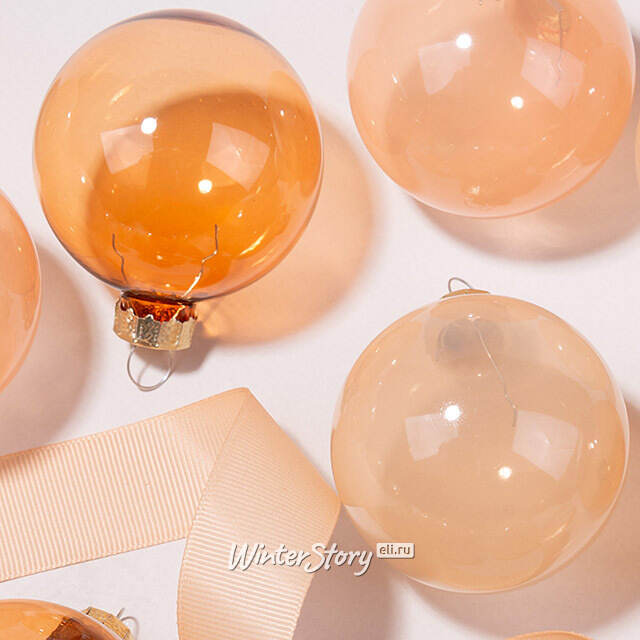 Елочные шары Bubble: Peach Pearl 6 см, 15 шт, стекло Winter Deco