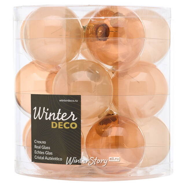 Елочные шары Bubble: Peach Pearl 6 см, 15 шт, стекло Winter Deco