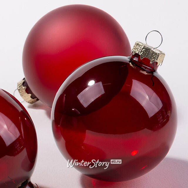 Елочные шары Bubble 8 см бордовый mix, 4 шт, стекло Winter Deco