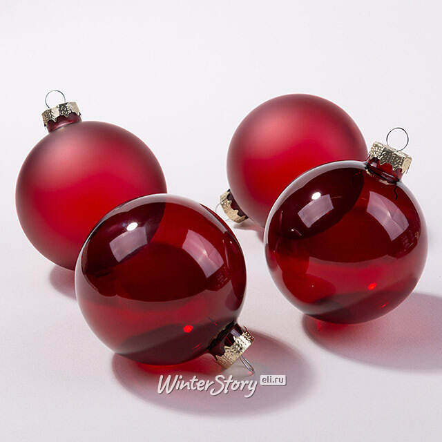 Елочные шары Bubble 8 см бордовый mix, 4 шт, стекло Winter Deco