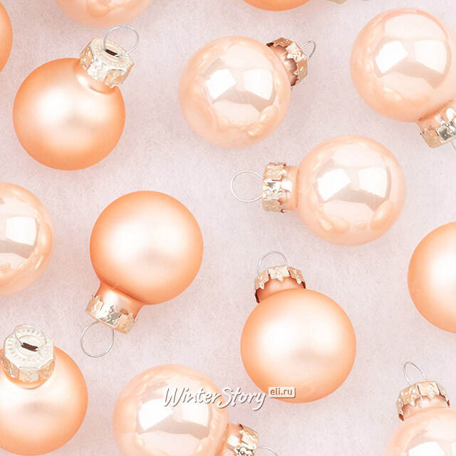 Елочные шары 2.5 см персиковый mix, 24 шт, стекло Winter Deco