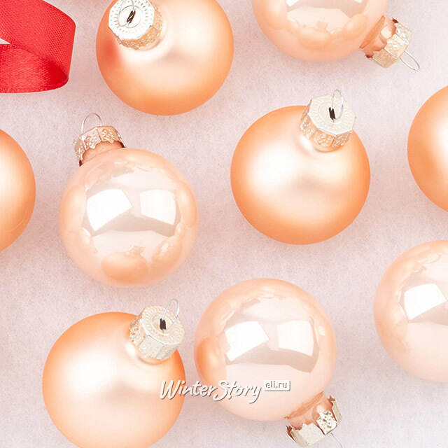 Елочные шары 3.5 см персиковый mix, 16 шт, стекло Winter Deco
