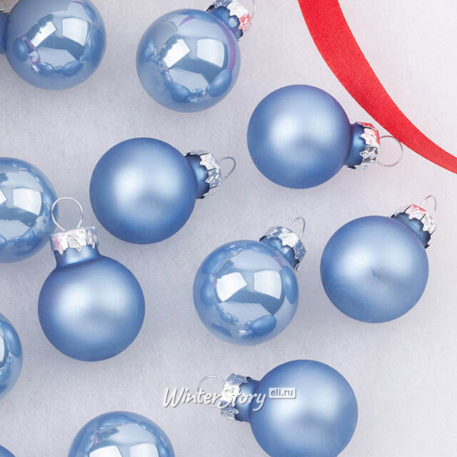 Елочные шары 2.5 см sky blue mix, 24 шт, стекло Winter Deco