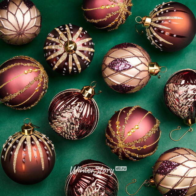 Елочные шары Delizia - Cappuccino 8 см, 12 шт, стекло Winter Deco