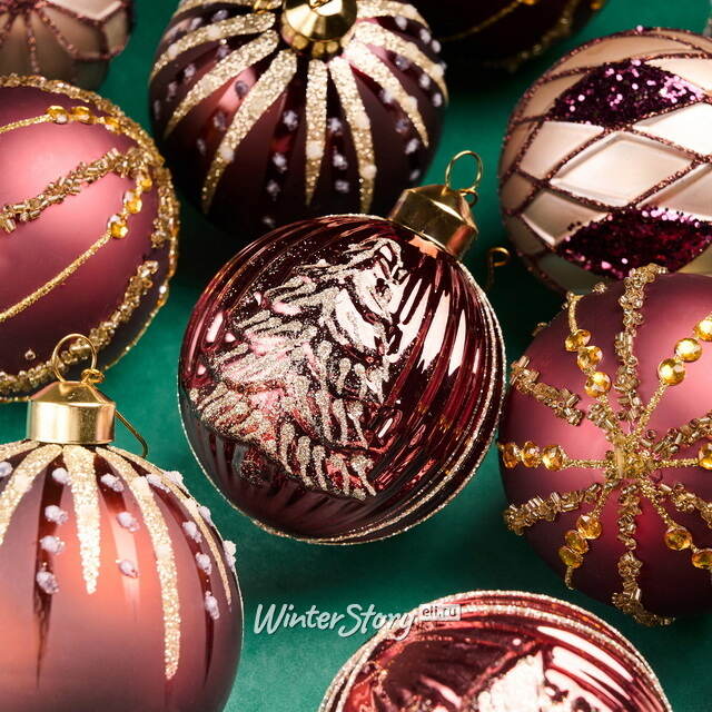 Елочные шары Delizia - Cappuccino 8 см, 12 шт, стекло Winter Deco