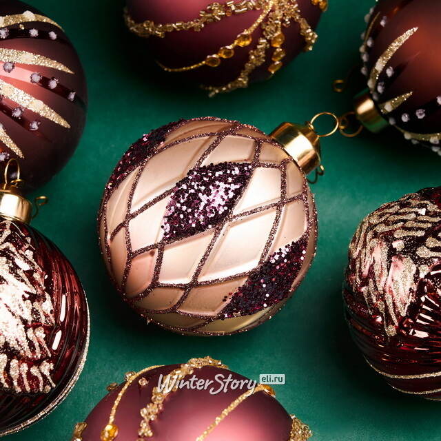 Елочные шары Delizia - Cappuccino 8 см, 12 шт, стекло Winter Deco