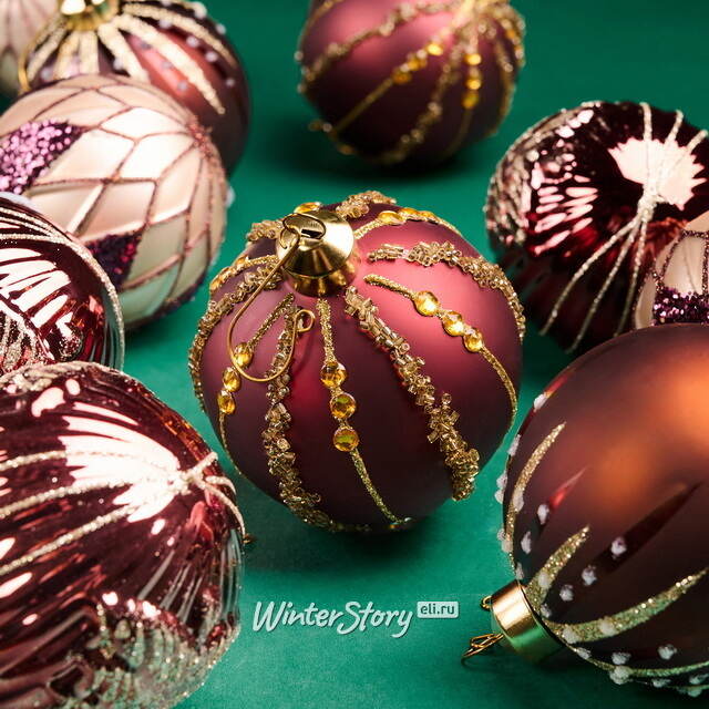 Елочные шары Delizia - Cappuccino 8 см, 12 шт, стекло Winter Deco