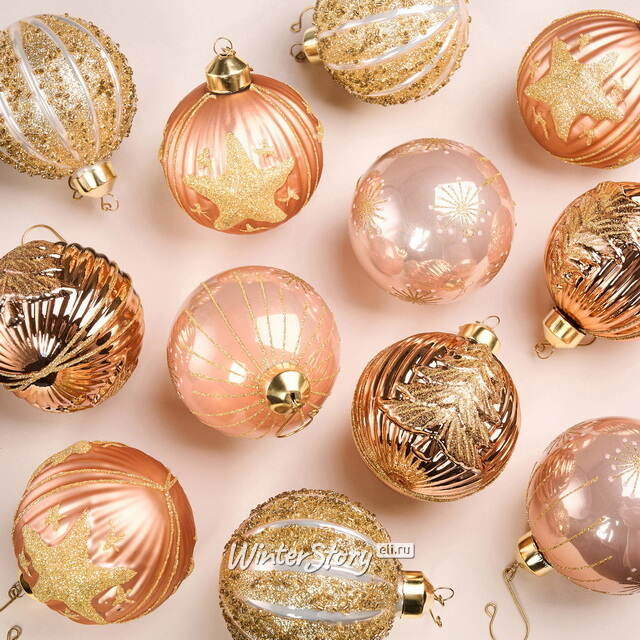 Елочные шары Caramello 8 см, 12 шт, стекло Winter Deco