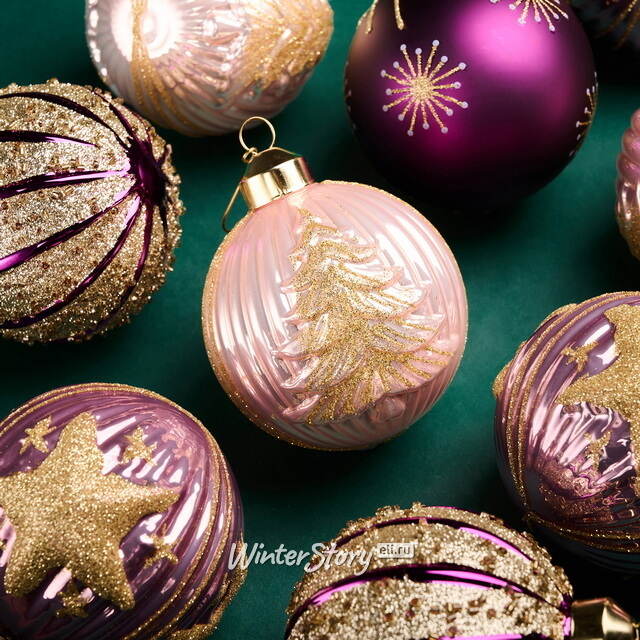 Елочные шары Sogno Viola 8 см, 12 шт, стекло Winter Deco