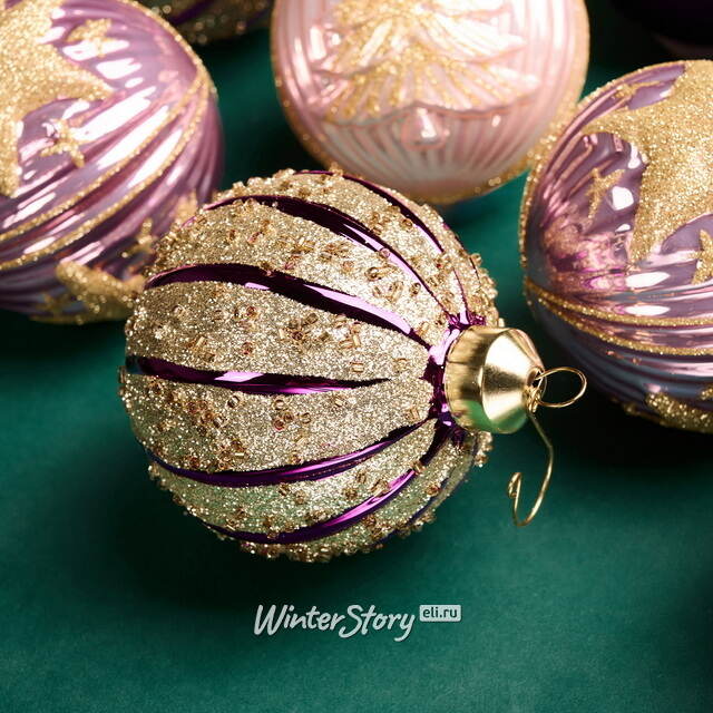 Елочные шары Sogno Viola 8 см, 12 шт, стекло Winter Deco