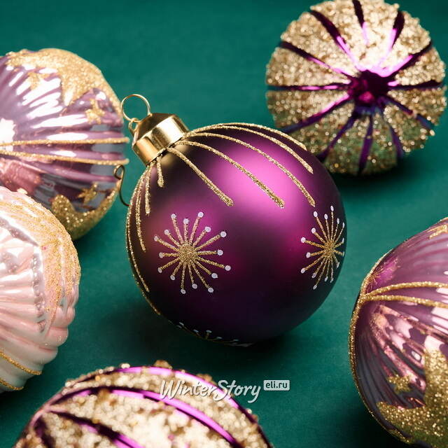 Елочные шары Sogno Viola 8 см, 12 шт, стекло Winter Deco