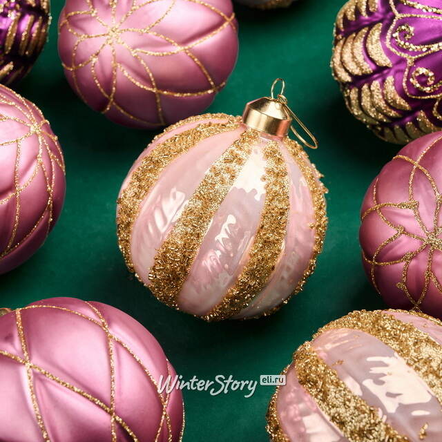 Елочные шары 10 см Delizia - Plum Pudding, 12 шт, стекло Winter Deco