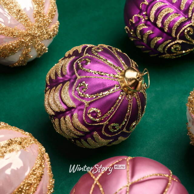 Елочные шары 10 см Delizia - Plum Pudding, 12 шт, стекло Winter Deco