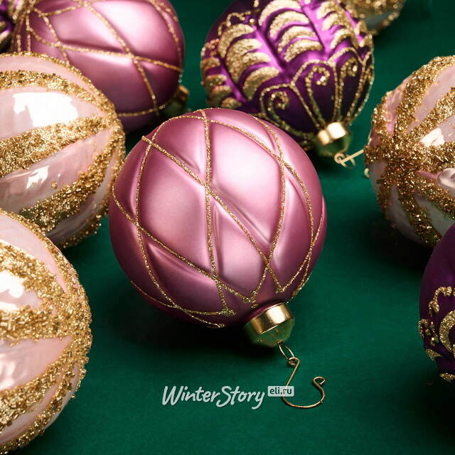 Елочные шары 10 см Delizia - Plum Pudding, 12 шт, стекло Winter Deco