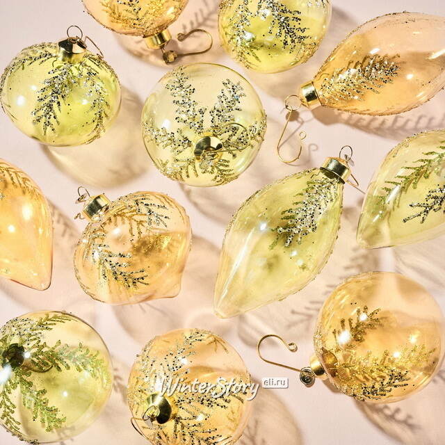 Елочные игрушки Fascino Verde 8 см, 12 шт, стекло Winter Deco