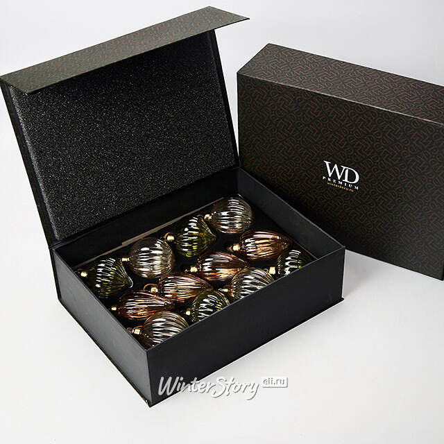 Елочные игрушки Mezzogiorno 8 см, 12 шт, подарочная коробка, стекло Winter Deco