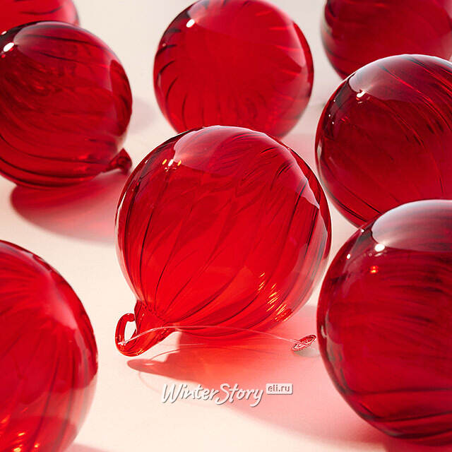Елочные шары Fiume-Veneto: Christmas Red 8 см, 12 шт, подарочная коробка, стекло Winter Deco