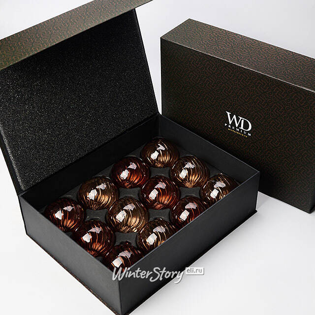 Елочные шары Fiume-Veneto: Peacan Brown 10 см, 12 шт, стекло Winter Deco