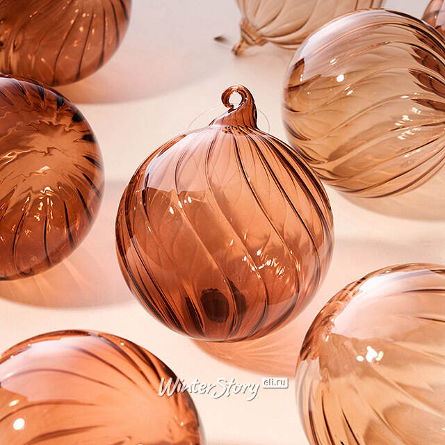 Елочные шары Fiume-Veneto: Peacan Brown 10 см, 12 шт, стекло Winter Deco