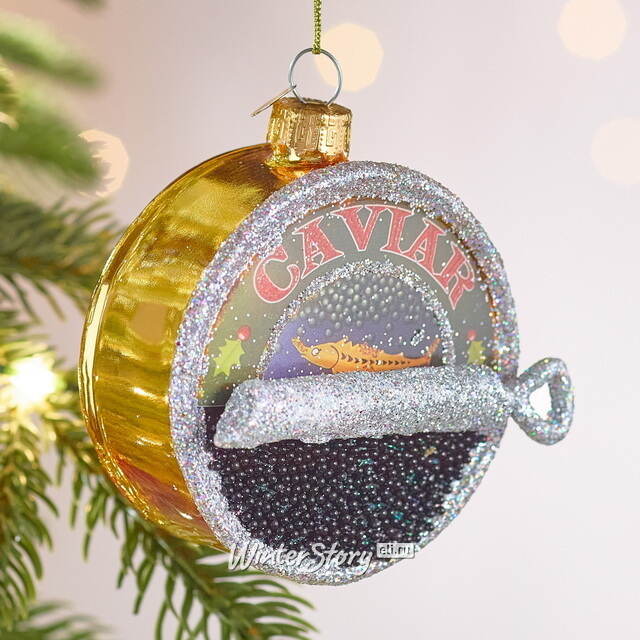 Елочная игрушка Черная Икра 9 см, стекло Winter Deco