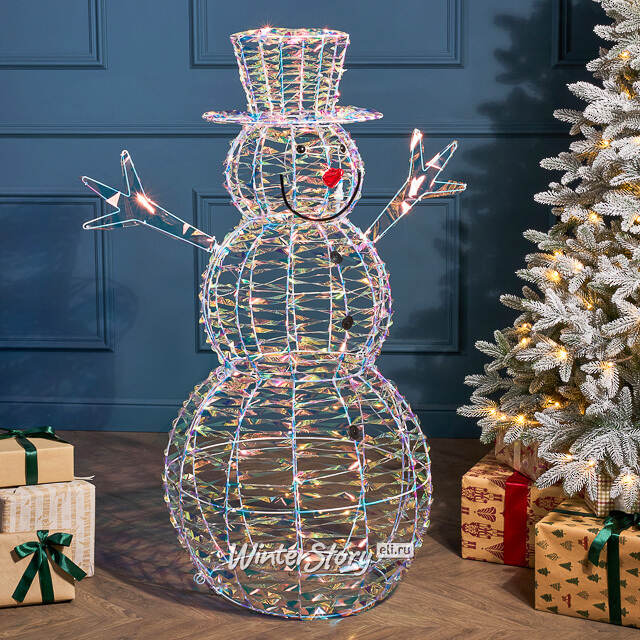 Светящийся Снеговик Феликс в цилиндре 122 см, 100 теплых белых LED ламп, IP44 Winter Deco