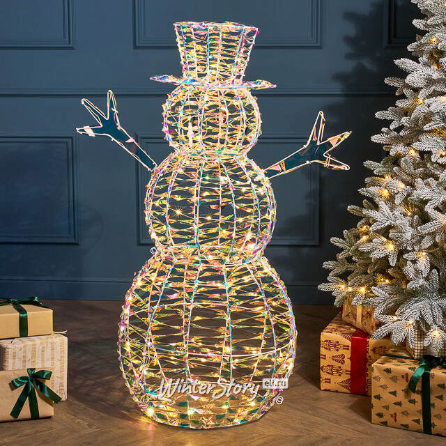 Светящийся Снеговик Феликс в цилиндре 122 см, 100 теплых белых LED ламп, IP44 Winter Deco