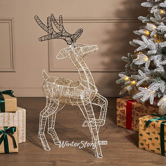 Светящийся олень Bambino Cattaneo 80 см, 1900 теплых/холодных белых LED ламп, IP44 Winter Deco