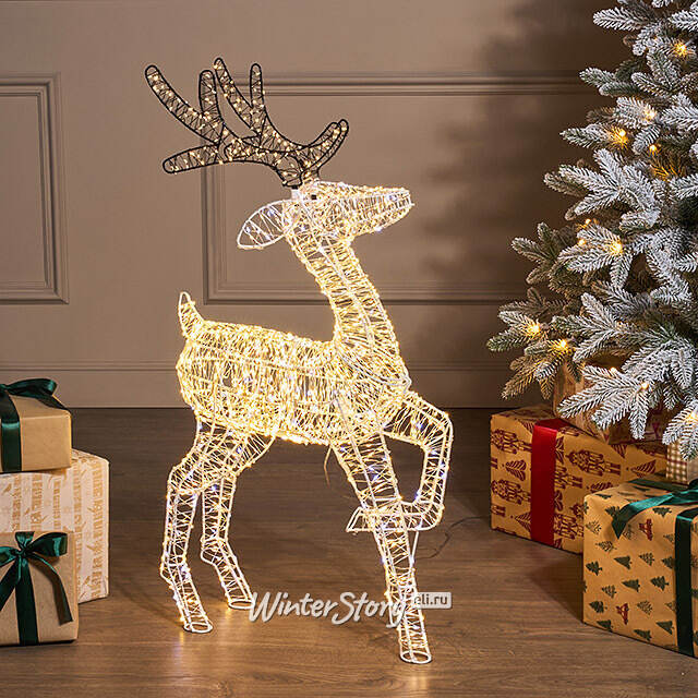 Светящийся олень Bambino Cattaneo 80 см, 1900 теплых/холодных белых LED ламп, IP44 Winter Deco