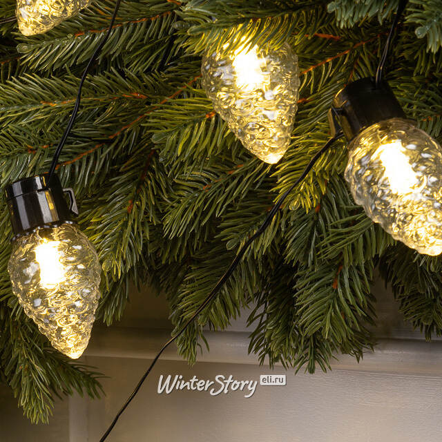 Гирлянда из лампочек Шишки Ретро 6 м, 20 теплых белых LED ламп, черный ПВХ, IP44 Winter Deco