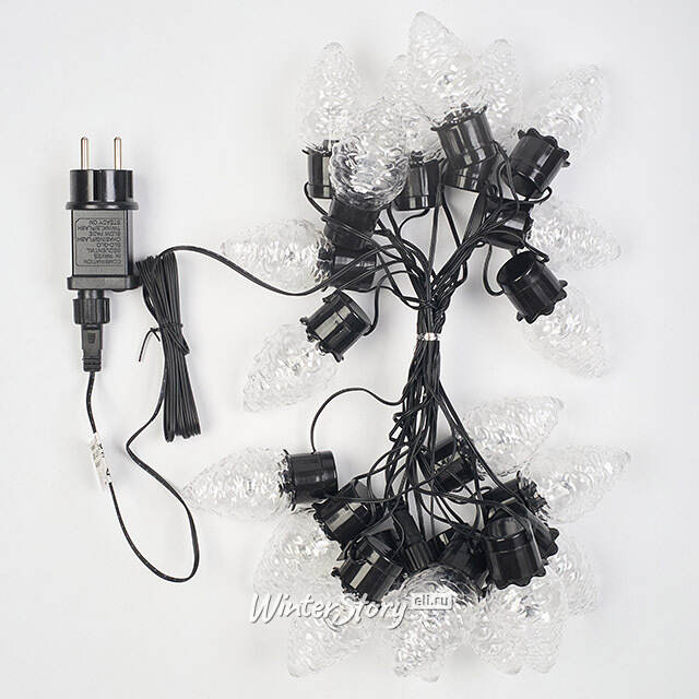 Гирлянда из лампочек Шишки Ретро 6 м, 20 теплых белых LED ламп, черный ПВХ, IP44 Winter Deco
