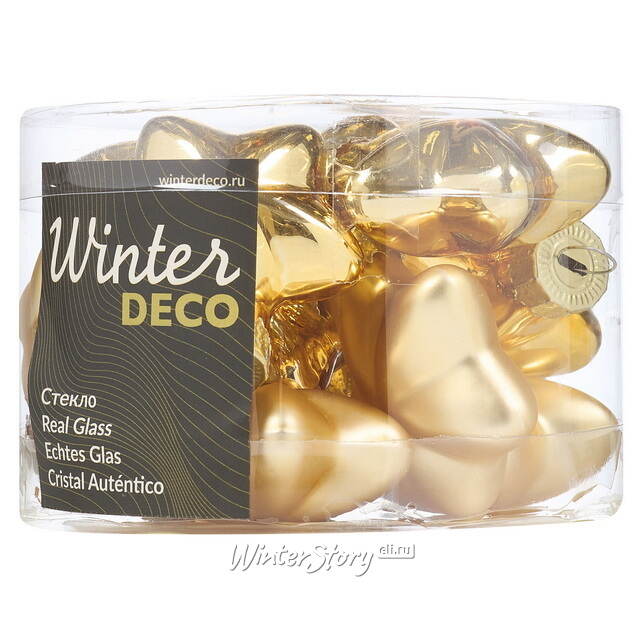 Набор стеклянных елочных игрушек Звезды 4.5 см золотой mix, 12 шт Winter Deco