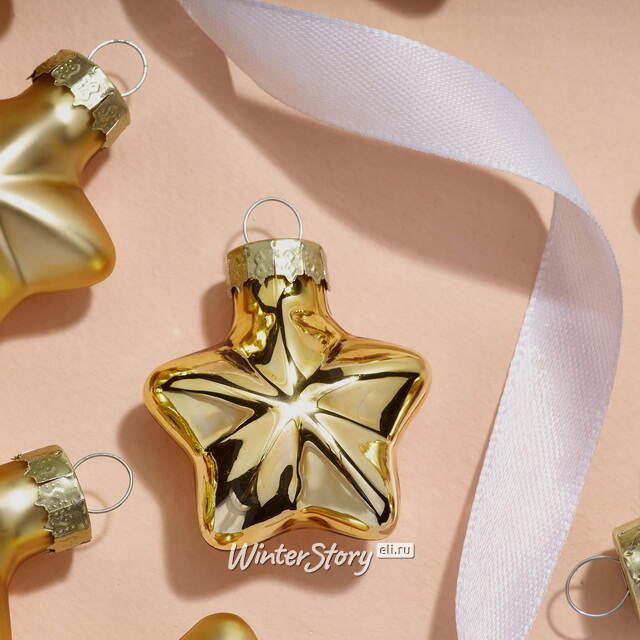 Набор стеклянных елочных игрушек Звезды 4.5 см золотой mix, 12 шт Winter Deco