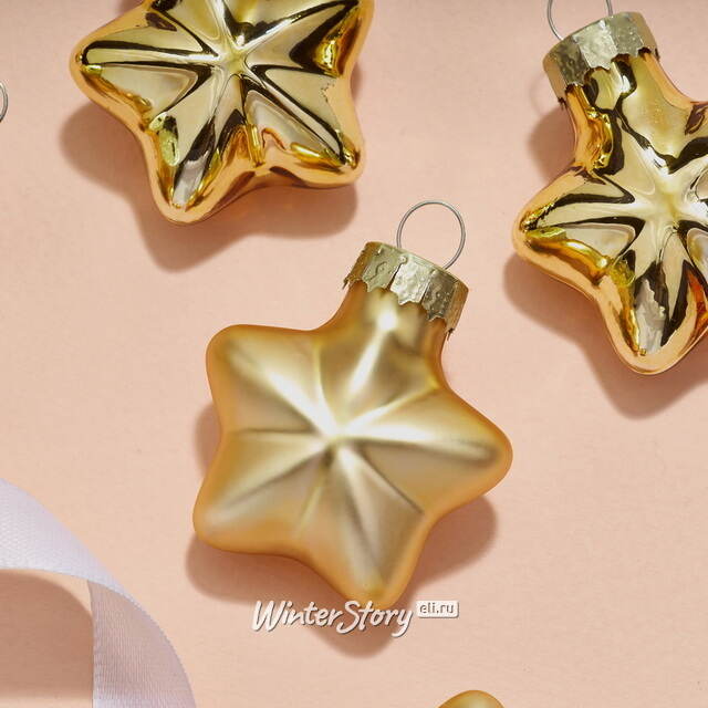 Набор стеклянных елочных игрушек Звезды 4.5 см золотой mix, 12 шт Winter Deco