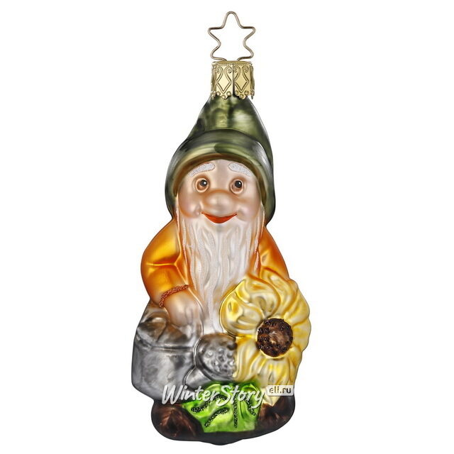 Стеклянная елочная игрушка Гном Весельчак 11 см, подвеска Inge Glas