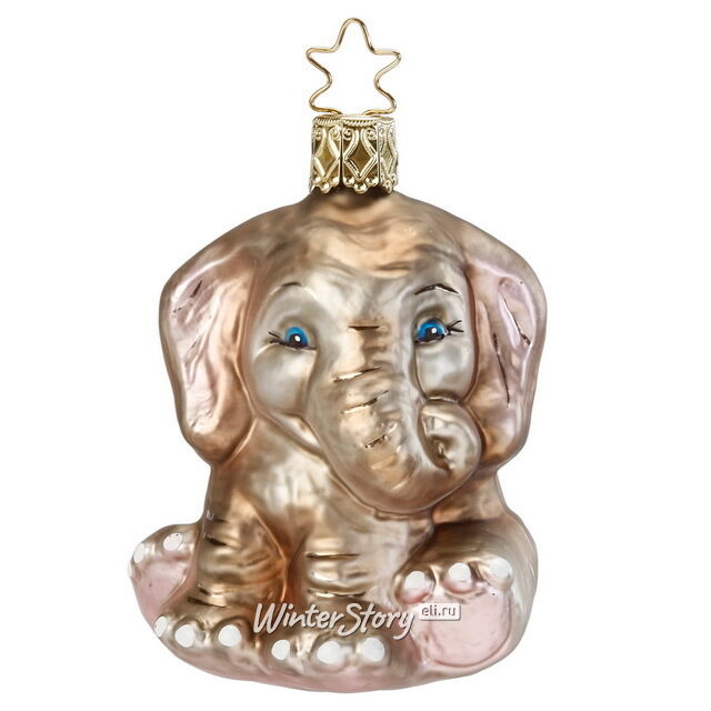 Стеклянная елочная игрушка Слоненок Гектор 8 см, подвеска Inge Glas