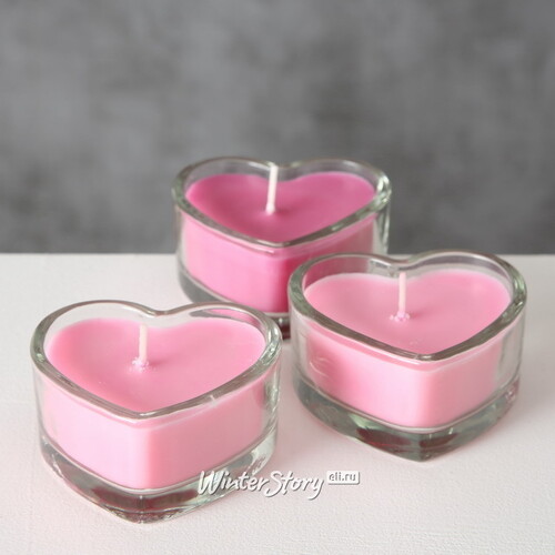Набор чайных свечей в подсвечниках Sweet Romantic 4 см, 3 шт, стекло Boltze