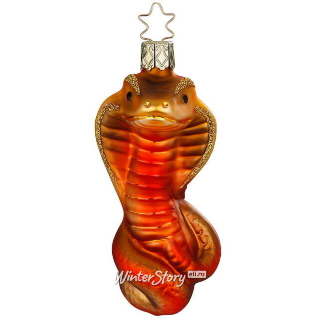 Стеклянная елочная игрушка Змея Искорка 10 см Inge Glas