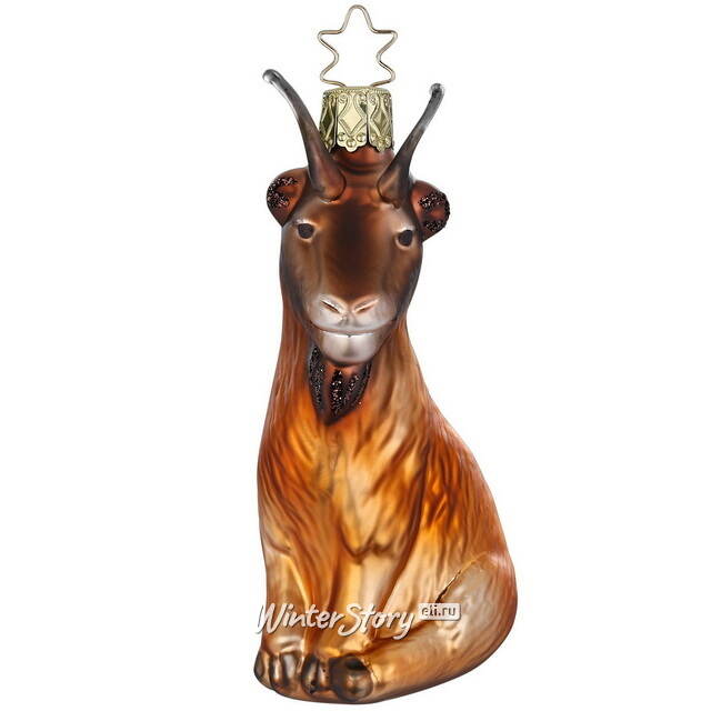 Стеклянная елочная игрушка Козлик Веня 10 см Inge Glas