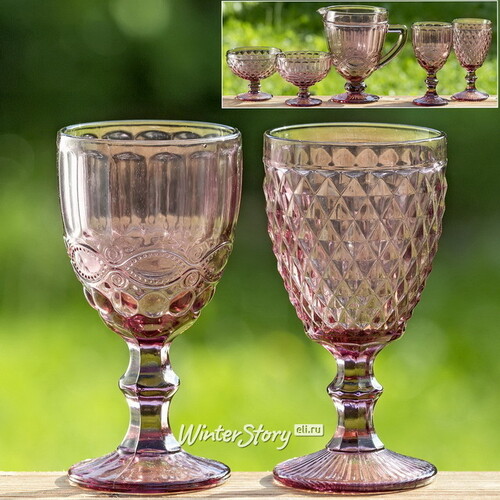 Бокал для вина Шатель 17 см розовый, стекло Boltze