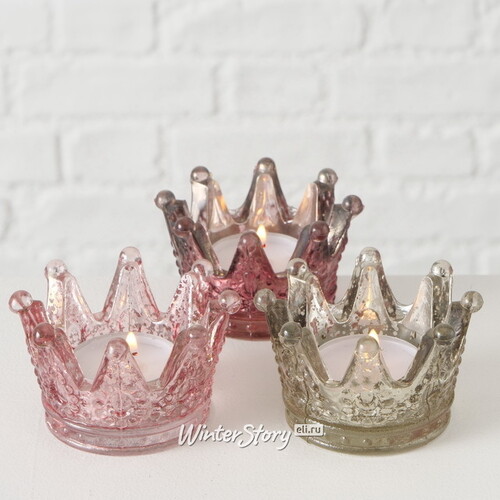 Набор стеклянных подсвечников Princess Crown 5 см, 3 шт Boltze