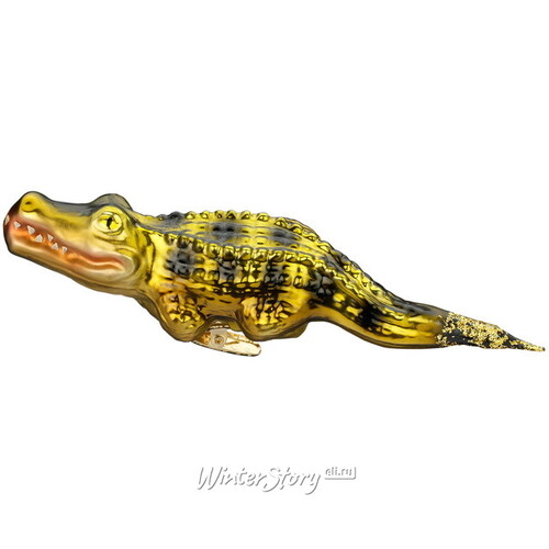 Стеклянная елочная игрушка Крокодил Rupert 16 см, клипса Inge Glas