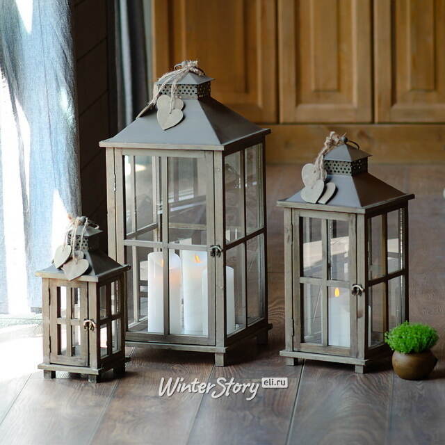 Набор деревянных подсвечников-фонарей Четинале 34-68 см, 3 шт Boltze (Больтце)