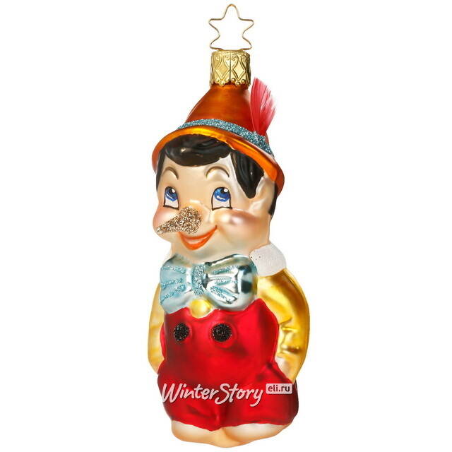 Стеклянная елочная игрушка мальчик Пиноккио 11 см Inge Glas