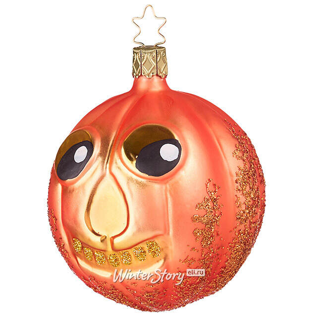 Стеклянная елочная игрушка Тыква Джек 9 см Inge Glas