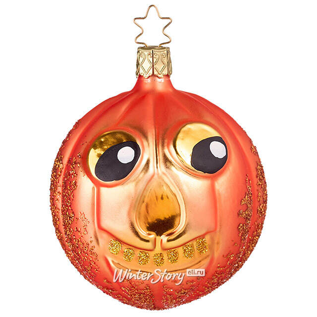 Стеклянная елочная игрушка Тыква Джек 9 см Inge Glas