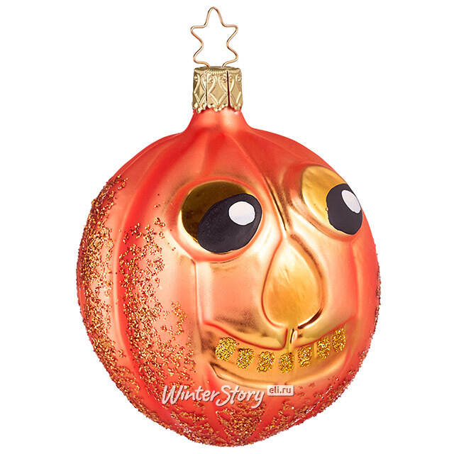 Стеклянная елочная игрушка Тыква Джек 9 см Inge Glas