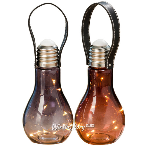 Декоративный светильник Лампа Лофт 22 см дымчатый, на батарейках, стекло, IP20 Boltze