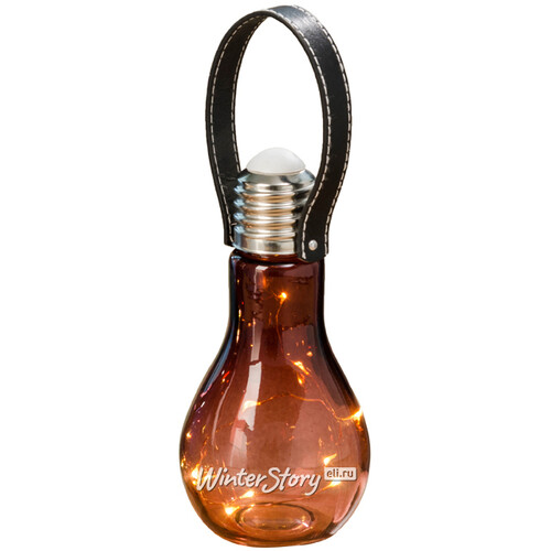 Декоративный светильник Лампа Лофт 22 см шоколадный, на батарейках, стекло, IP20 Boltze