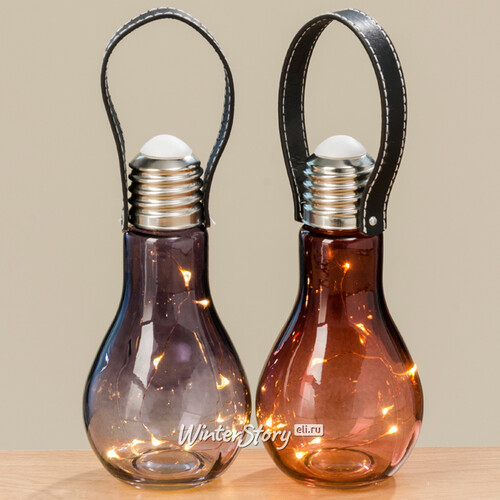 Декоративный светильник Лампа Лофт 22 см дымчатый, на батарейках, стекло, IP20 Boltze